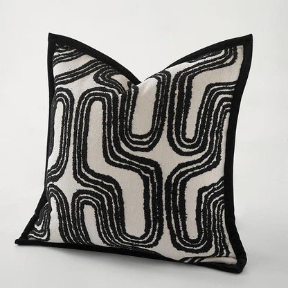 Beige Black Luxury Cushion Cover Retro Chenille Jacquard Pillow Cover 18" x 18" 45cm x 45cm - Moda-Airneis