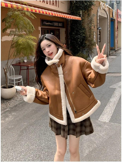 Lamb sheepskin shearling jacket super warm, an essential. Super now worn oversized. - Moda-Airneis