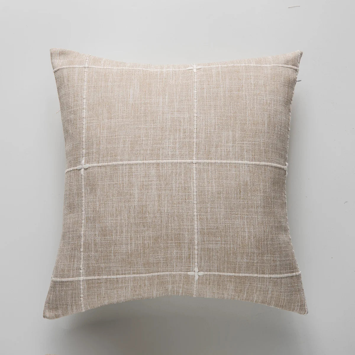 Simple Plaid Cushion Cover Brown Grey Embroidery Stripe 45x45cm 60x60cm Cotton Linen Pillow Cover Home Decoration Living Room