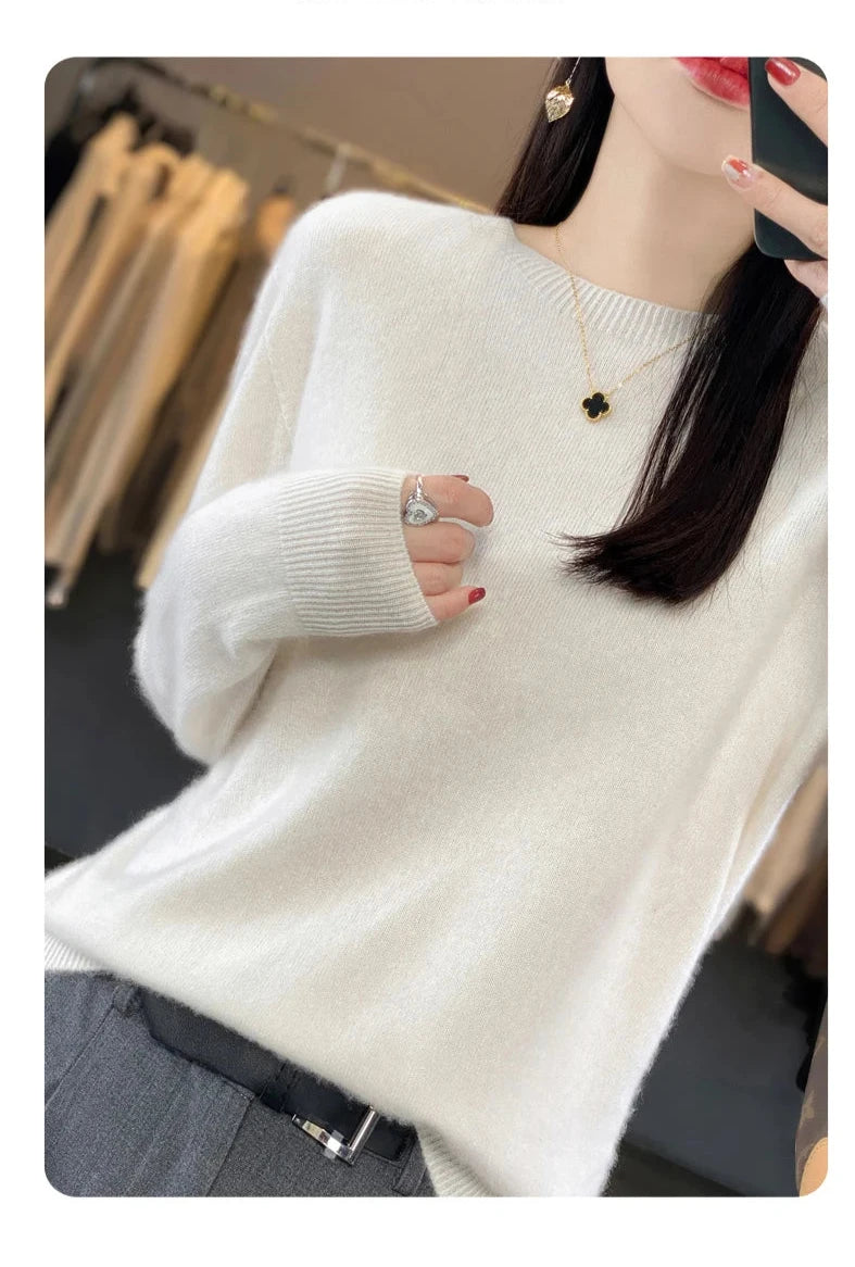 100% Merino wool for luxury soft feel round neck sweater / jumper / pullover