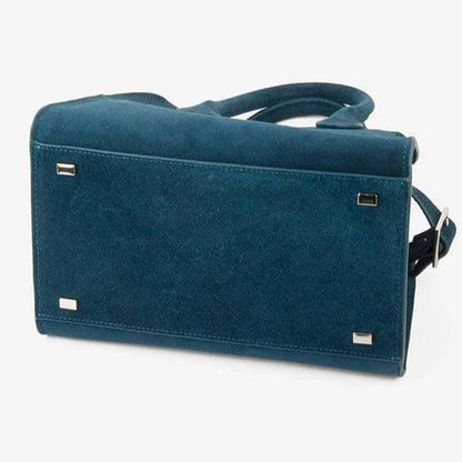 Suede Leather Italian Classic handbag. Genuine Cowhide Leather with hand and shoulder straps. 250x190x180mm 9.84x7.48x7.08" + 300x190x160mm 11.81x 7.48 x 6.30 - Moda-Airneis