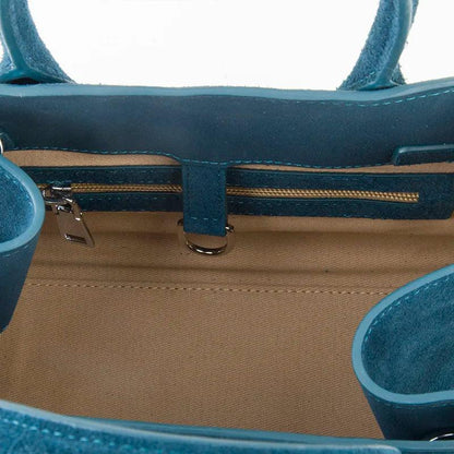 Suede Leather Italian Classic handbag. Genuine Cowhide Leather with hand and shoulder straps. 250x190x180mm 9.84x7.48x7.08" + 300x190x160mm 11.81x 7.48 x 6.30 - Moda-Airneis
