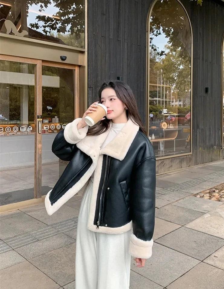 Lamb sheepskin shearling jacket super warm, an essential. Super now worn oversized. - Moda-Airneis