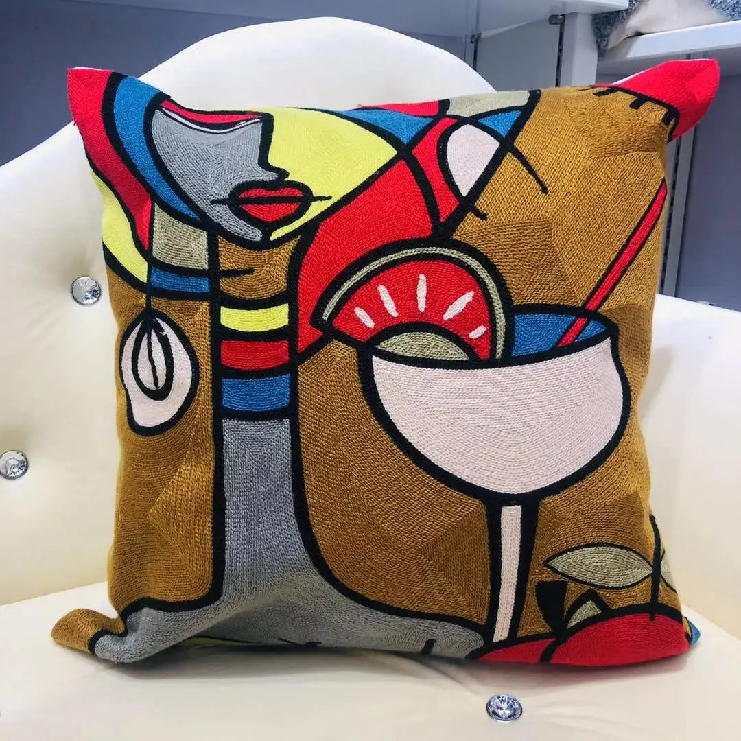 High Quality Picasso Abstract Embroidered Canvas Cushion Covers Premium Soft Funda De Cojin Pop Art Cushions to 'pop' your home.18" x18"  45cm x 45cm 

20 + patterns so be sure to look.