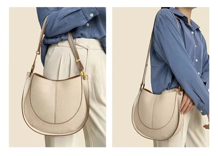 'Roma' Stylish Cowhide Leather 28cm (11.02") shoulder or crossbody tote bag. - Moda-Airneis