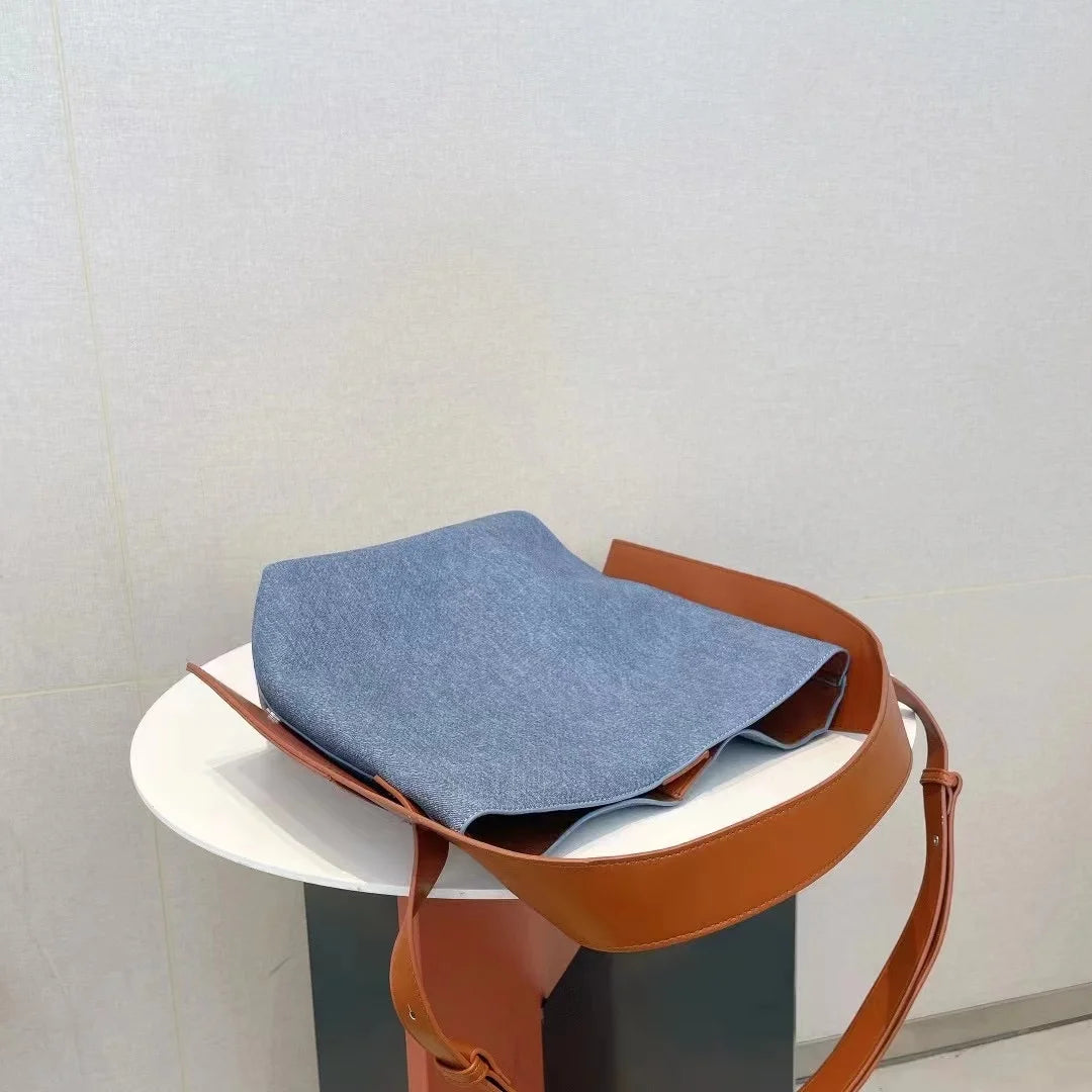 High Quality Genuine Leather Bucket Tote Handbag Purse