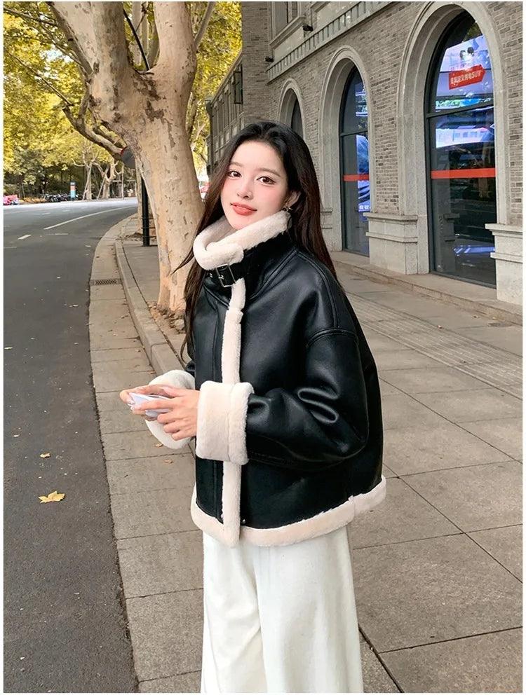 Lamb sheepskin shearling jacket super warm, an essential. Super now worn oversized. - Moda-Airneis