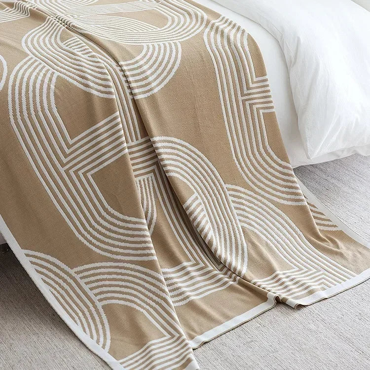 Knitted bed/sofa throw Soft geometric pattern. 130cm x 180cm  51.2" x 71"