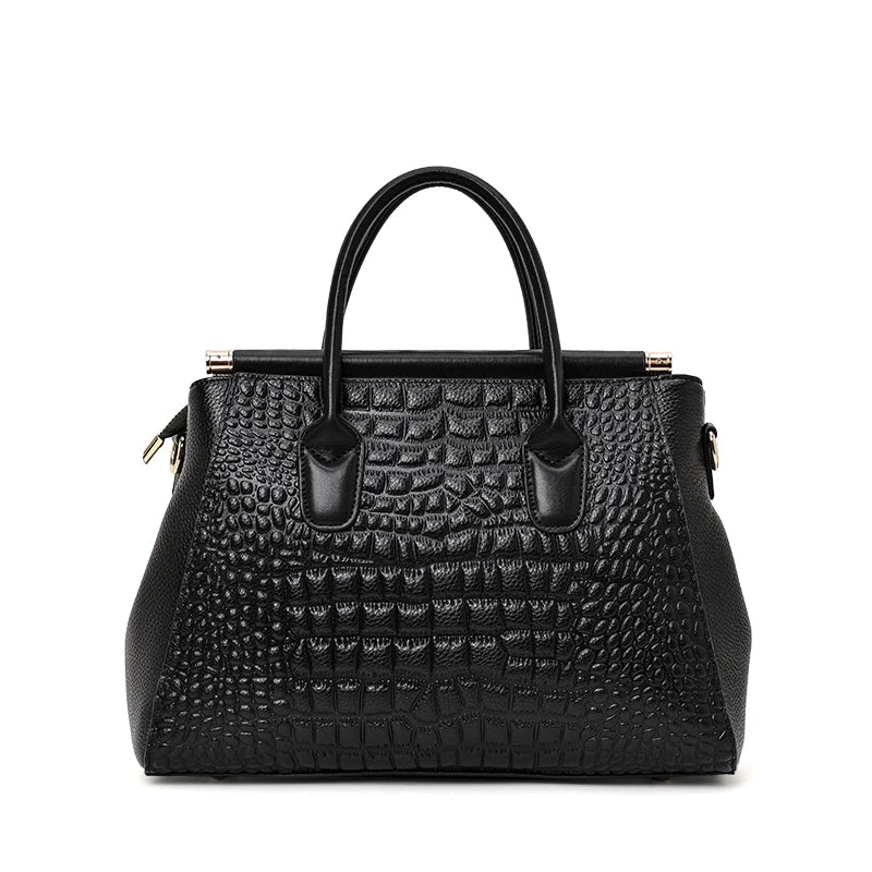 Genuine leather women's handbag, crocodile pattern design, high-end luxury cowhide. 32x23cm   12.50x9.05"