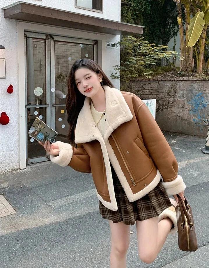 Lamb sheepskin shearling jacket super warm, an essential. Super now worn oversized. - Moda-Airneis