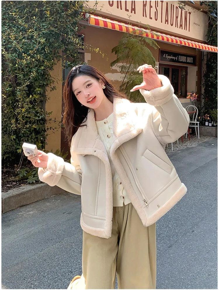 Lamb sheepskin shearling jacket super warm, an essential. Super now worn oversized. - Moda-Airneis