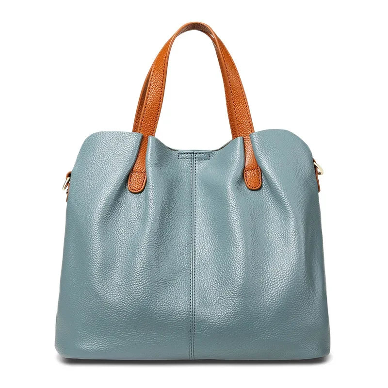 Top grain soft hand cowhide leather versatile  tote handbag shoulder crossbody bag 33cm/13"  5 colourways.