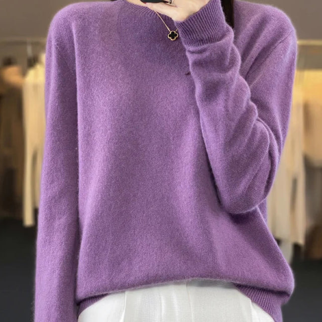 100% Merino wool for luxury soft feel round neck sweater / jumper / pullover