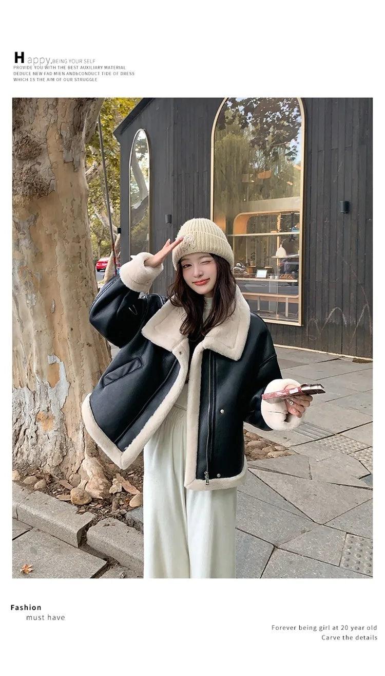 Lamb sheepskin shearling jacket super warm, an essential. Super now worn oversized. - Moda-Airneis