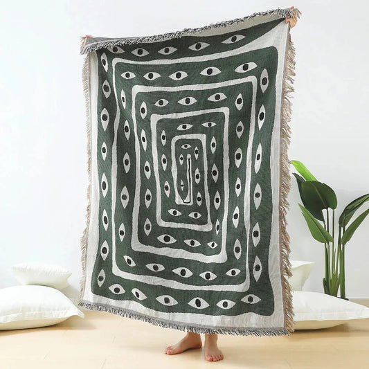 100% Natural Organic Cotton 125x150cm casual blanket throw green snake... Super nice.