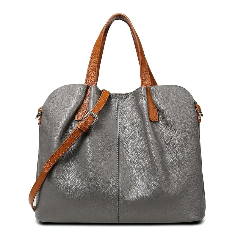 Top grain soft hand cowhide leather versatile  tote handbag shoulder crossbody bag 33cm/13"  5 colourways.