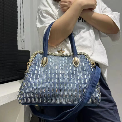 'Eve' Denim and 'diamonds' evening, clubbing or anytime (there are no rules here!) stylish, cute bag. Submit to your inner bling :) - Moda-Airneis