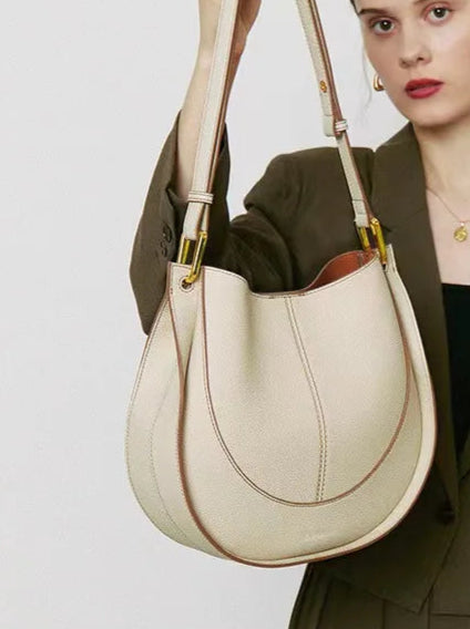 'Roma' Stylish Cowhide Leather 28cm (11.02") shoulder or crossbody tote bag. - Moda-Airneis