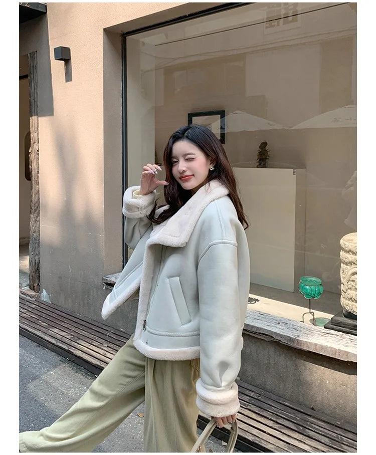 Lamb sheepskin shearling jacket super warm, an essential. Super now worn oversized. - Moda-Airneis