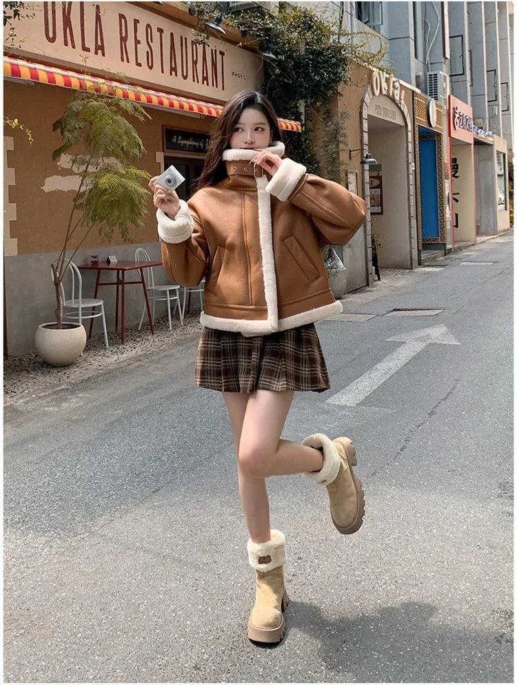 Lamb sheepskin shearling jacket super warm, an essential. Super now worn oversized. - Moda-Airneis