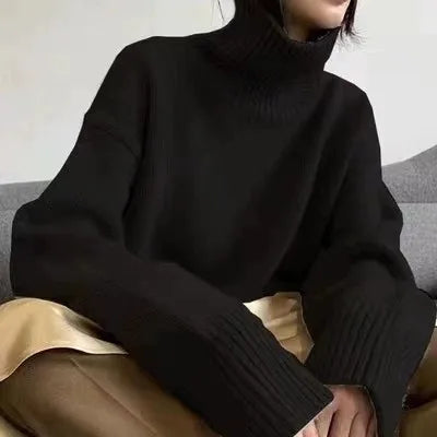 100% pure cashmere turtleneck women's loose sweater / jumper