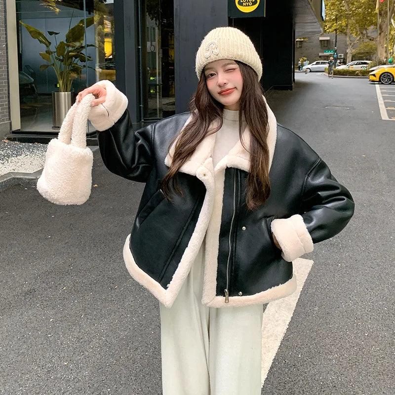 Lamb sheepskin shearling jacket super warm, an essential. Super now worn oversized. - Moda-Airneis