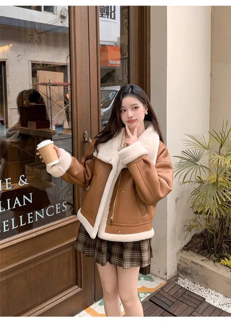 Lamb sheepskin shearling jacket super warm, an essential. Super now worn oversized. - Moda-Airneis