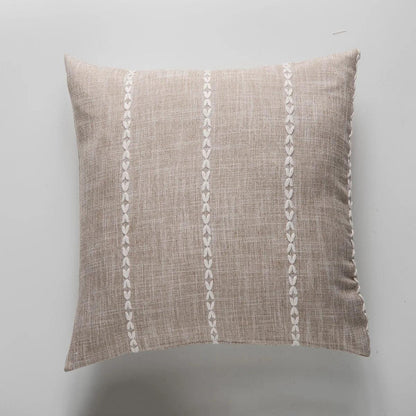 Simple Plaid Cushion Cover Brown Grey Embroidery Stripe 45x45cm 60x60cm Cotton Linen Pillow Cover Home Decoration Living Room - Moda-Airneis