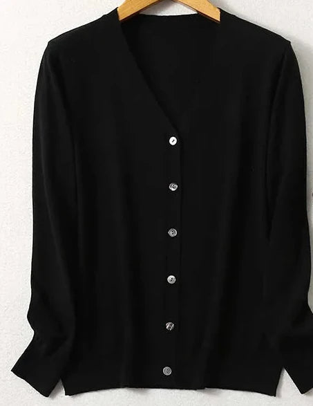 Lightweight Sweater in beautiful Mulberry Silk, Cashmere & cotton Blend V Neck Buttons Down Long Sleeve Knit Cardigan Top