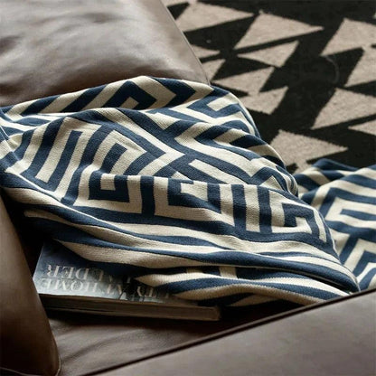 Throw Blanket Geometric Jacquard Knitted Blanket Throw 110cm x 150cm  43.3" x 59" - Moda-Airneis