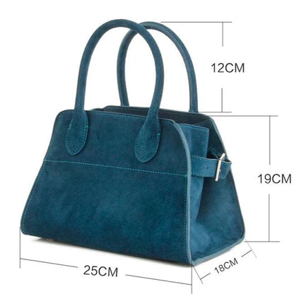 Suede Leather Italian Classic handbag. Genuine Cowhide Leather with hand and shoulder straps. 250x190x180mm 9.84x7.48x7.08" + 300x190x160mm 11.81x 7.48 x 6.30 - Moda-Airneis