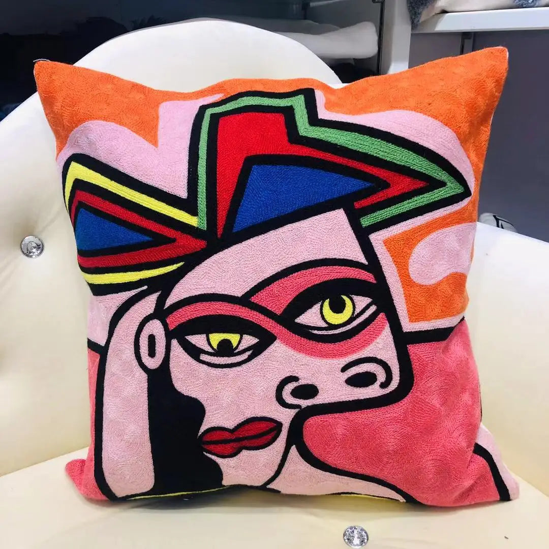 High Quality Picasso Abstract Embroidered Canvas Cushion Covers Premium Soft Funda De Cojin Pop Art Cushions to 'pop' your home.18" x18"  45cm x 45cm 

20 + patterns so be sure to look.