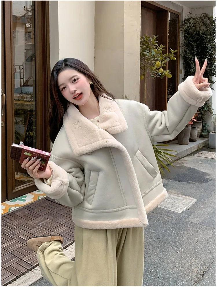 Lamb sheepskin shearling jacket super warm, an essential. Super now worn oversized. - Moda-Airneis
