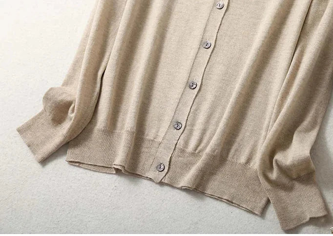 Lightweight Sweater in beautiful Mulberry Silk, Cashmere & cotton Blend V Neck Buttons Down Long Sleeve Knit Cardigan Top