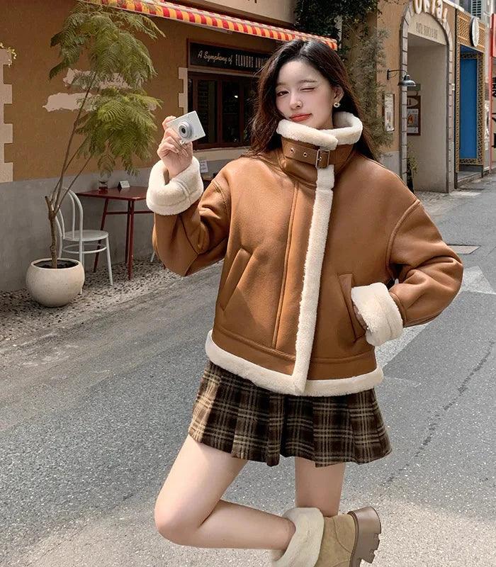 Lamb sheepskin shearling jacket super warm, an essential. Super now worn oversized. - Moda-Airneis