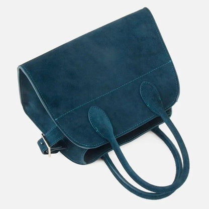 Suede Leather Italian Classic handbag. Genuine Cowhide Leather with hand and shoulder straps. 250x190x180mm 9.84x7.48x7.08" + 300x190x160mm 11.81x 7.48 x 6.30 - Moda-Airneis