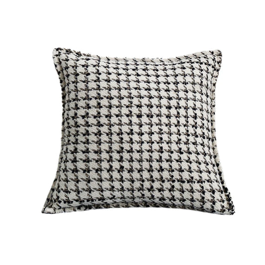 Chic Vintage style black and off-white Houndstooth check  Cushion Cover  18x18" 45 x 45cm