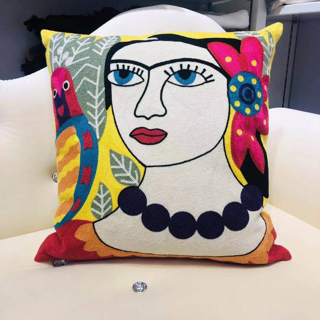 High Quality Picasso Abstract Embroidered Canvas Cushion Covers Premium Soft Funda De Cojin Pop Art Cushions to 'pop' your home.18" x18"  45cm x 45cm 

20 + patterns so be sure to look.