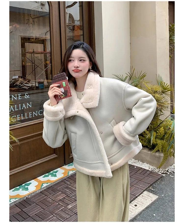 Lamb sheepskin shearling jacket super warm, an essential. Super now worn oversized. - Moda-Airneis