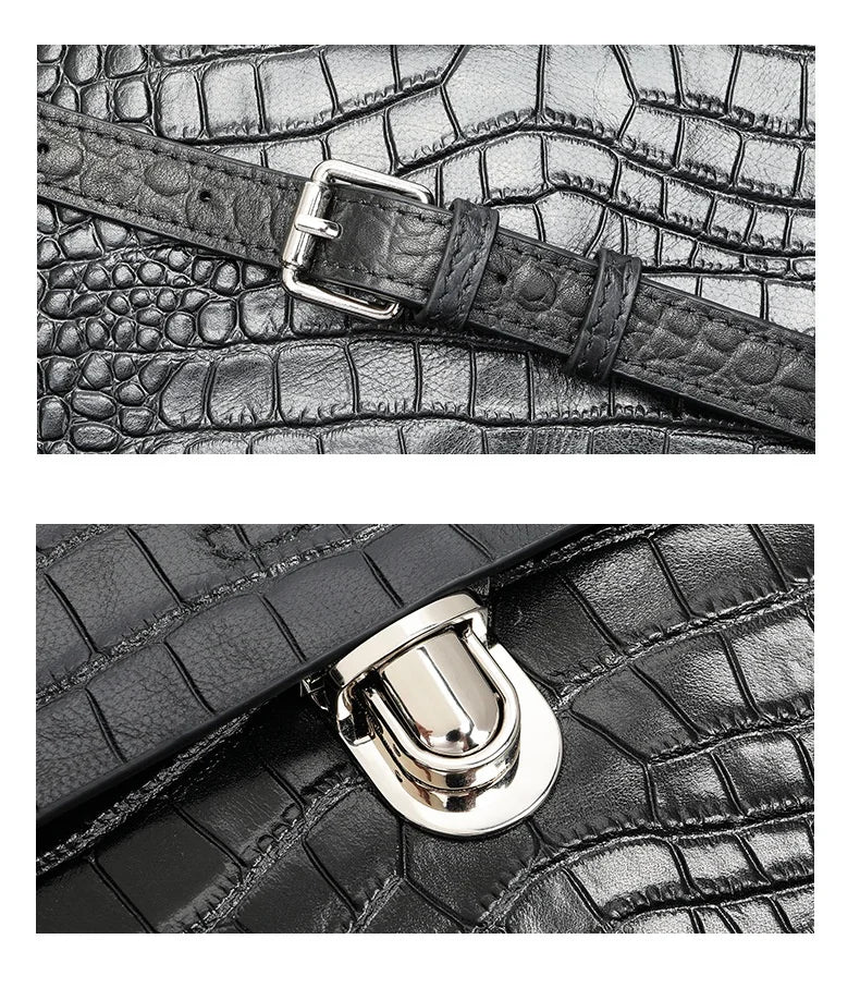 High-grade Leather Women's Luxury Crocodile Pattern Handbag 31.5cm