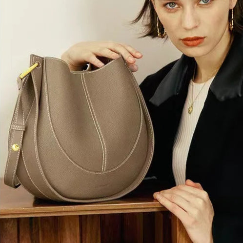 'Roma' Stylish Cowhide Leather 28cm (11.02") shoulder or crossbody tote bag. - Moda-Airneis