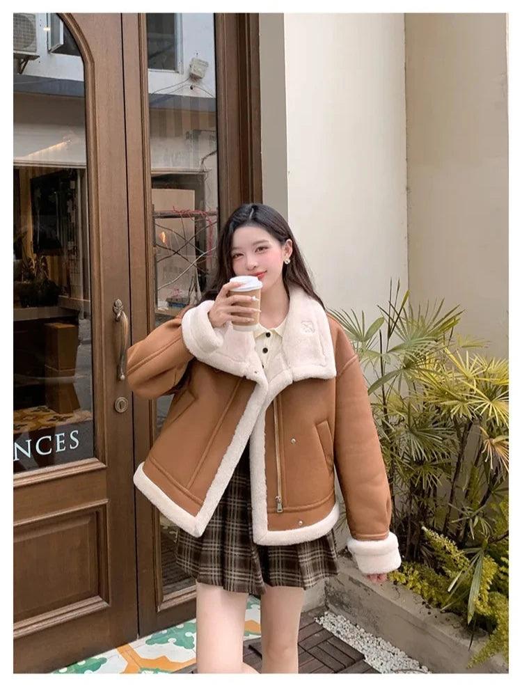 Lamb sheepskin shearling jacket super warm, an essential. Super now worn oversized. - Moda-Airneis
