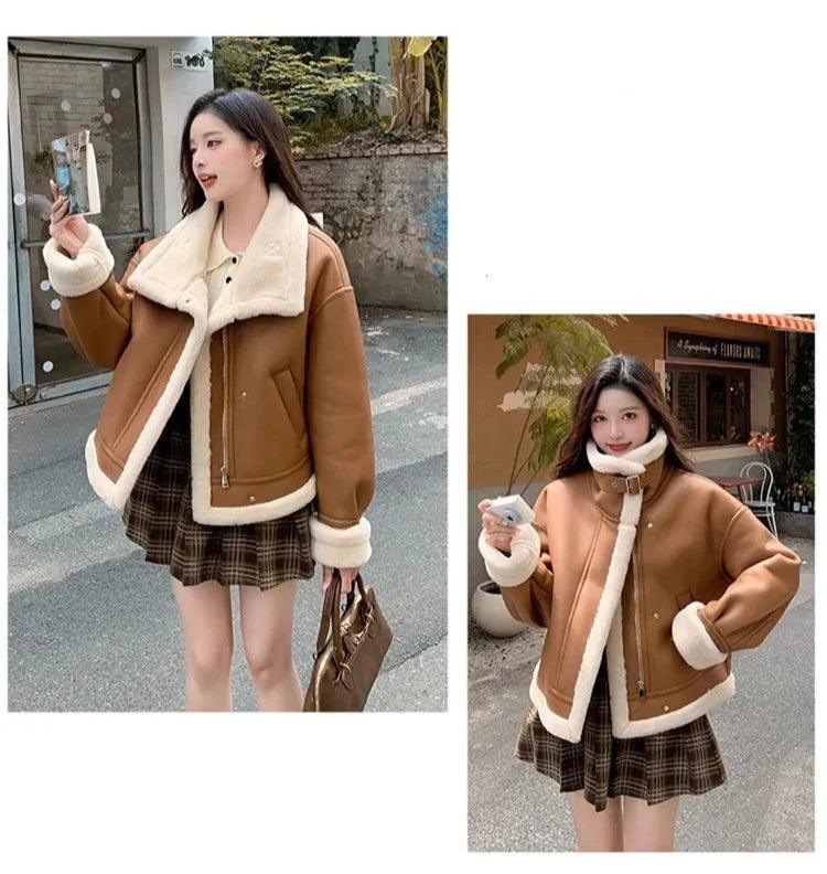 Lamb sheepskin shearling jacket super warm, an essential. Super now worn oversized. - Moda-Airneis