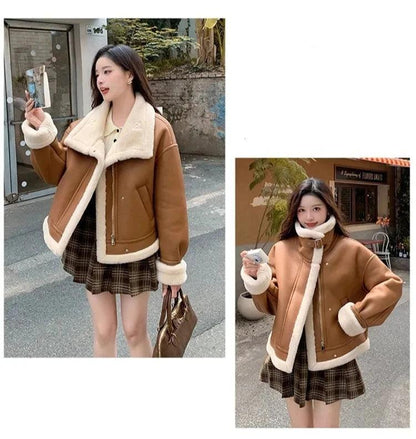 Lamb sheepskin shearling jacket super warm, an essential. Super now worn oversized. - Moda-Airneis