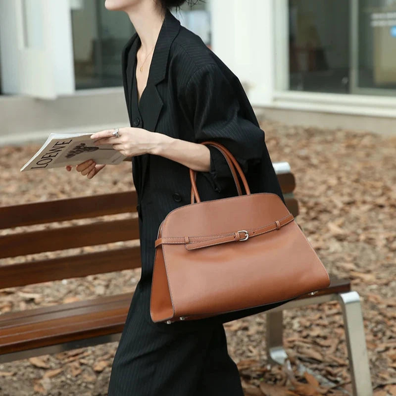 Beautiful quality Genuine Top Grain Cowhide Leather Handbag Casual Fashion Tote Bag  40cm  15.7"