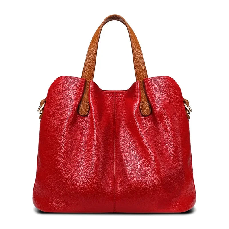 Top grain soft hand cowhide leather versatile  tote handbag shoulder crossbody bag 33cm/13"  5 colourways.