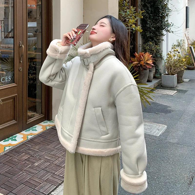 Lamb sheepskin shearling jacket super warm, an essential. Super now worn oversized. - Moda-Airneis