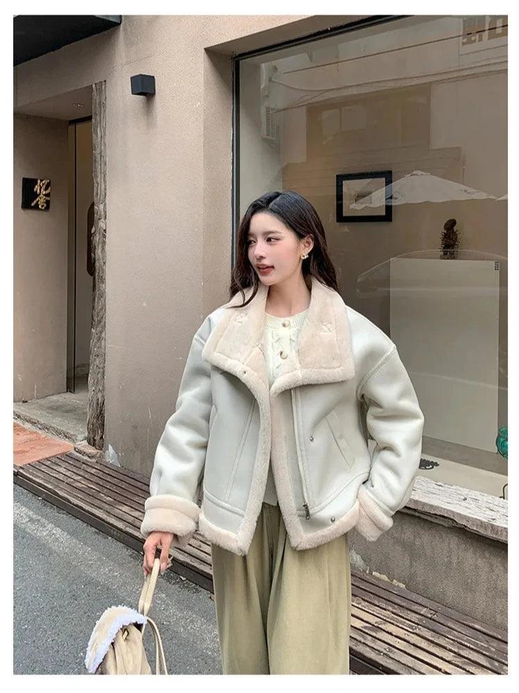 Lamb sheepskin shearling jacket super warm, an essential. Super now worn oversized. - Moda-Airneis
