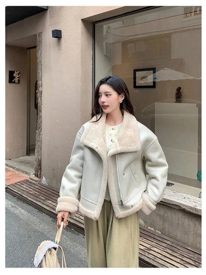 Lamb sheepskin shearling jacket super warm, an essential. Super now worn oversized. - Moda-Airneis