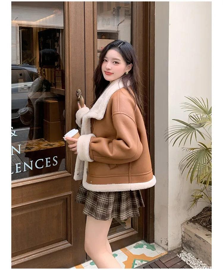 Lamb sheepskin shearling jacket super warm, an essential. Super now worn oversized. - Moda-Airneis